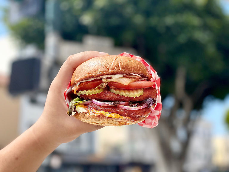 Chicken on fire burger home plate.JPG